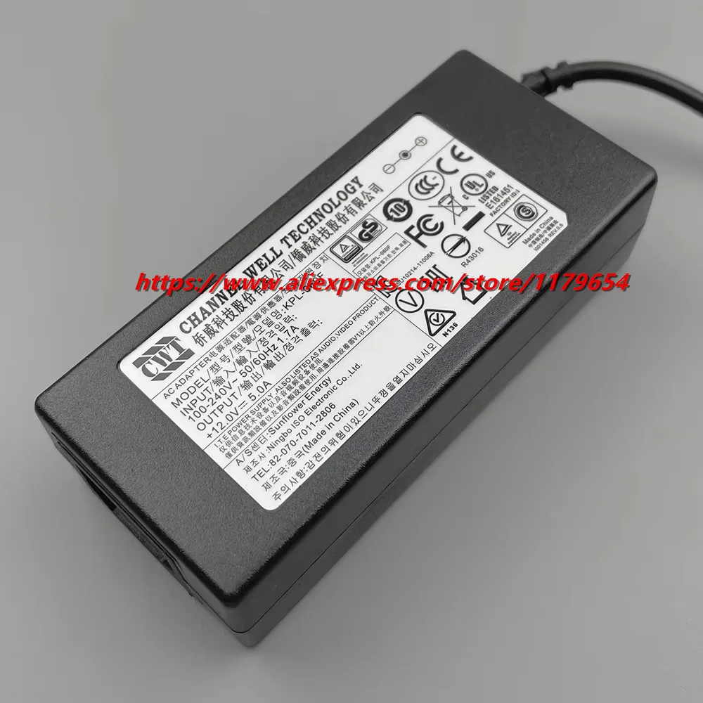 Genuine Channel Well CWT KPL-060F KPL-060F-VI AC Adapter Charger 60W For Hikvision Dahua Video Recorder Power Supply 12V 5A