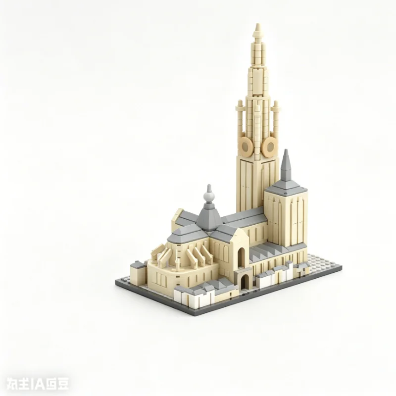 1864PCS Antwerp Cathedral Famous European Architecture Model Building Blocks Creative Educational Toy for Display and Collection