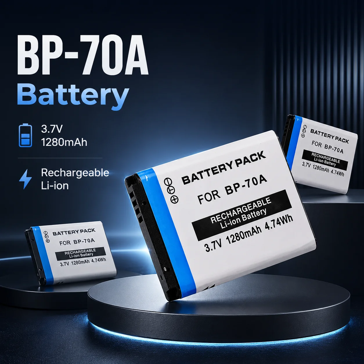 BP-70A 1280mAh Li-ion Camera Battery For Samsung AQ100 ES65 ES67 ES70 ES71 ES73 ES74 EA-BP70A IA-BP70A