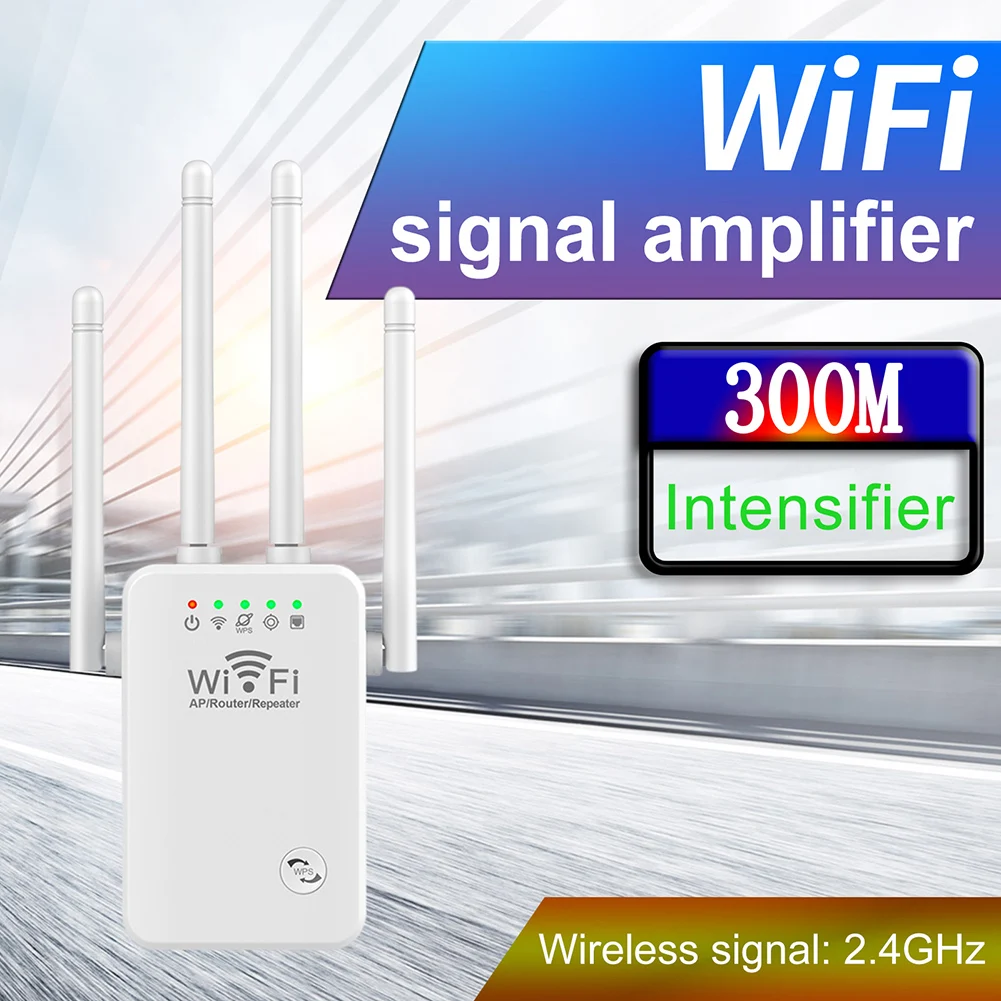 Extensores WiFi amplificador de señal 2,4 GHz repetidor de Internet inalámbrico 300Mbps 4 antenas de largo alcance para el hogar con puerto Ethernet