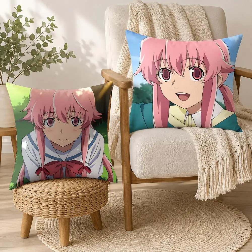 The F-Future Diary Anime Cushion Cover Square Decorative Throw Pillow 40x40cm For Sofa Bedroom Living Room Home Decor