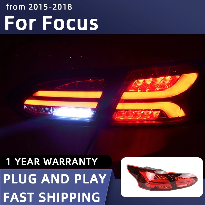 Car Styling Taillights for Ford Focus Sedan LED Tail Light 2015-2018 Tail Lamp DRL Rear Turn Signal Automotive Accessories