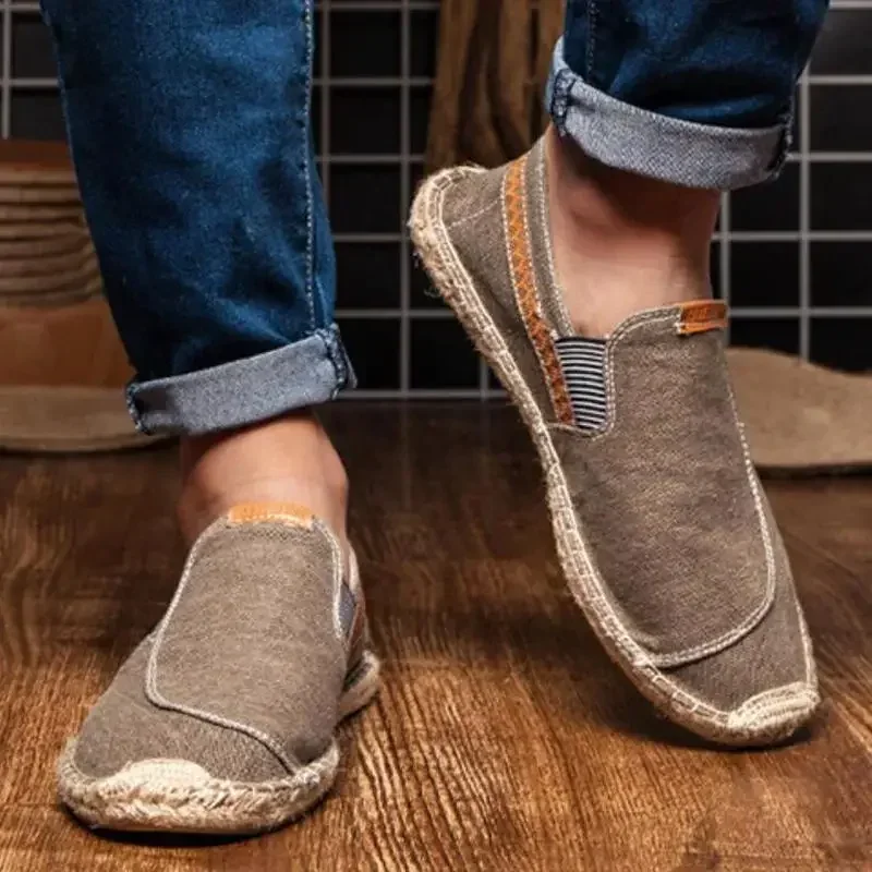 

Mens Casual Vintage Loafers Flat Hemp Bottom Fishermen Shoes Driving Soft Shoes Holiday Beach Sailing Bohemian Autumn Size 38-45