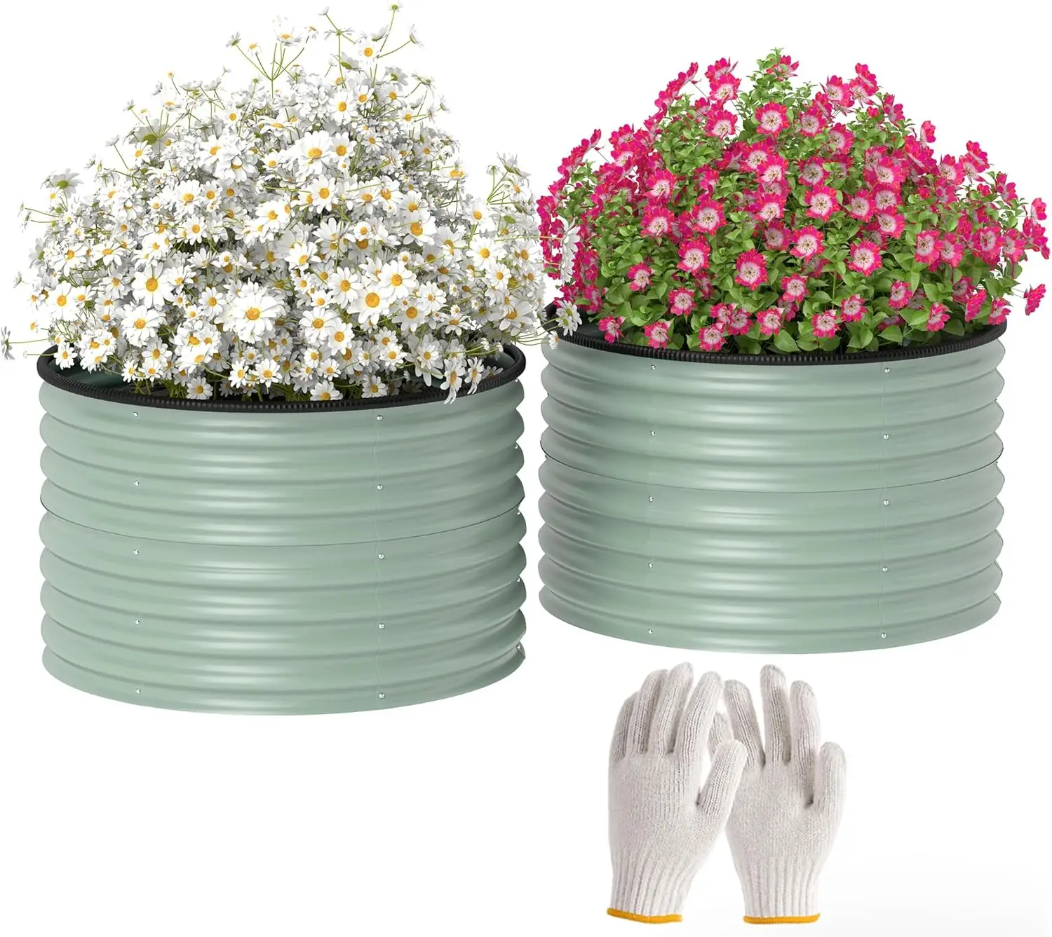 

Комплект из 2 оцинкованных поднятых садовых кроватей, кашпо для уличных растений с безопасной окантовкой, легко собираемые резервуары для выращивания