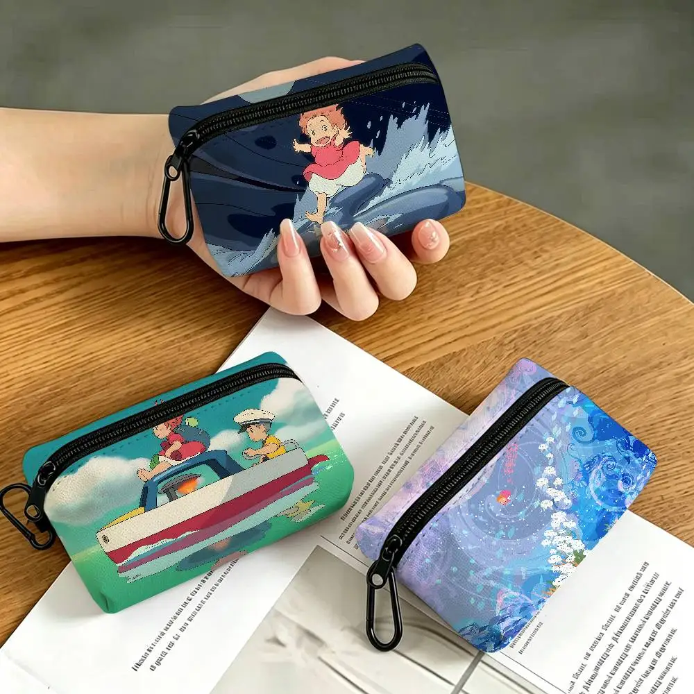 Cartoon P-Ponyo Waterproof Oxford Cloth Zipper Wallet Portable Hanging Small Coin Purse For Travel