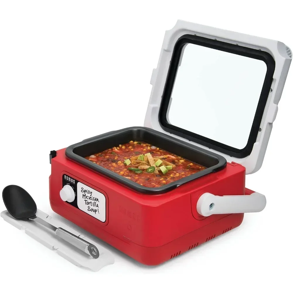 

ad Slow Cooker with Large Glass Window and Built-in Cord Storage, Removable Porcelain Enameled Cooking Pot, Slow Cooker