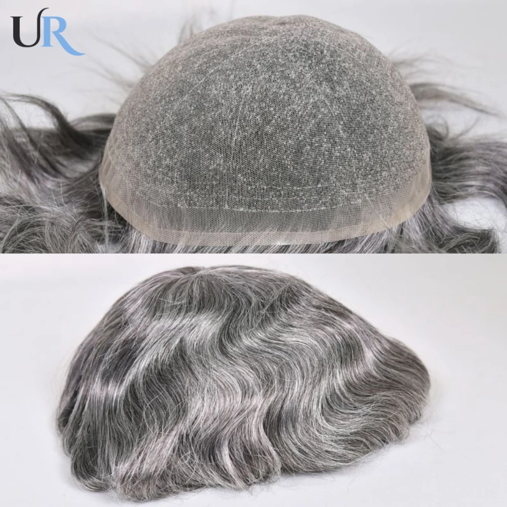 كامل الدانتيل قاعدة الشعر المستعار الرجال الشعر البشري |   نظام الشعر الدانتيل فائق النعومة يضيف شعرًا رماديًا، وسهل التنظيف والحفاظ عليه