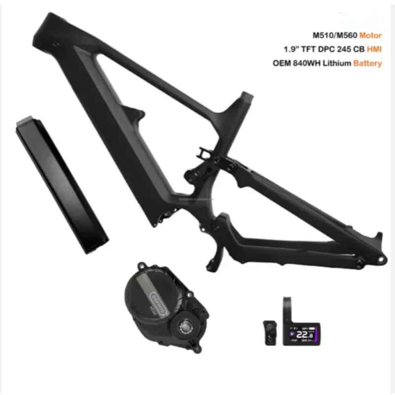 E-bike Frame+Motor+Battery Kit Dengfu E10 Carbon Fiber EMTB Frame 840WH Battery Bafang Mid Motor M510 250W Electric Bicycle Kit