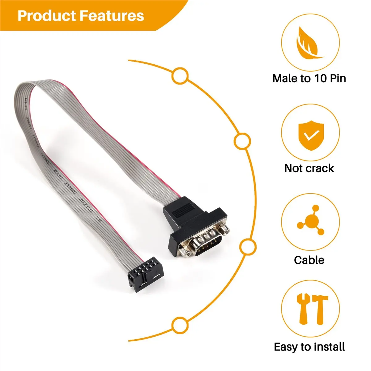 DB9 RS232 To 10 Pin Ribbon Cable Connector Adapter