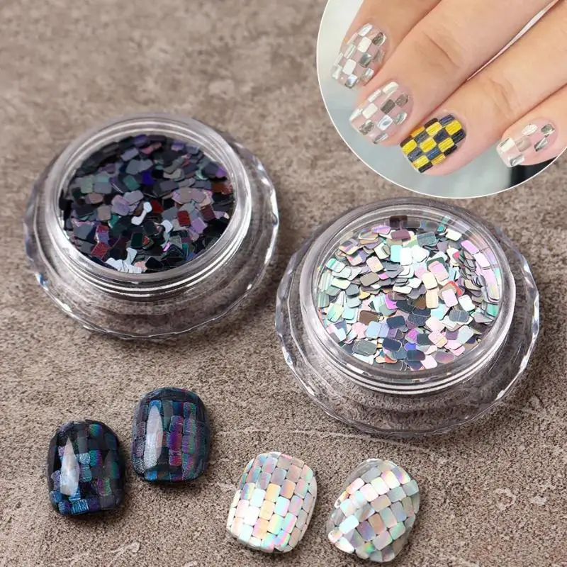 1 Jar Square Nail Glitter Jewelry Minimalist And Rectangle Sparkling Light Luxury Style DIY Wearing Armor Decoration Materials