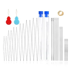 1set Beading Needles with Plastic Storage Bottle Opening Curved Bead Needle Pins for DIY Jewelry Necklace Handmade Making Tools