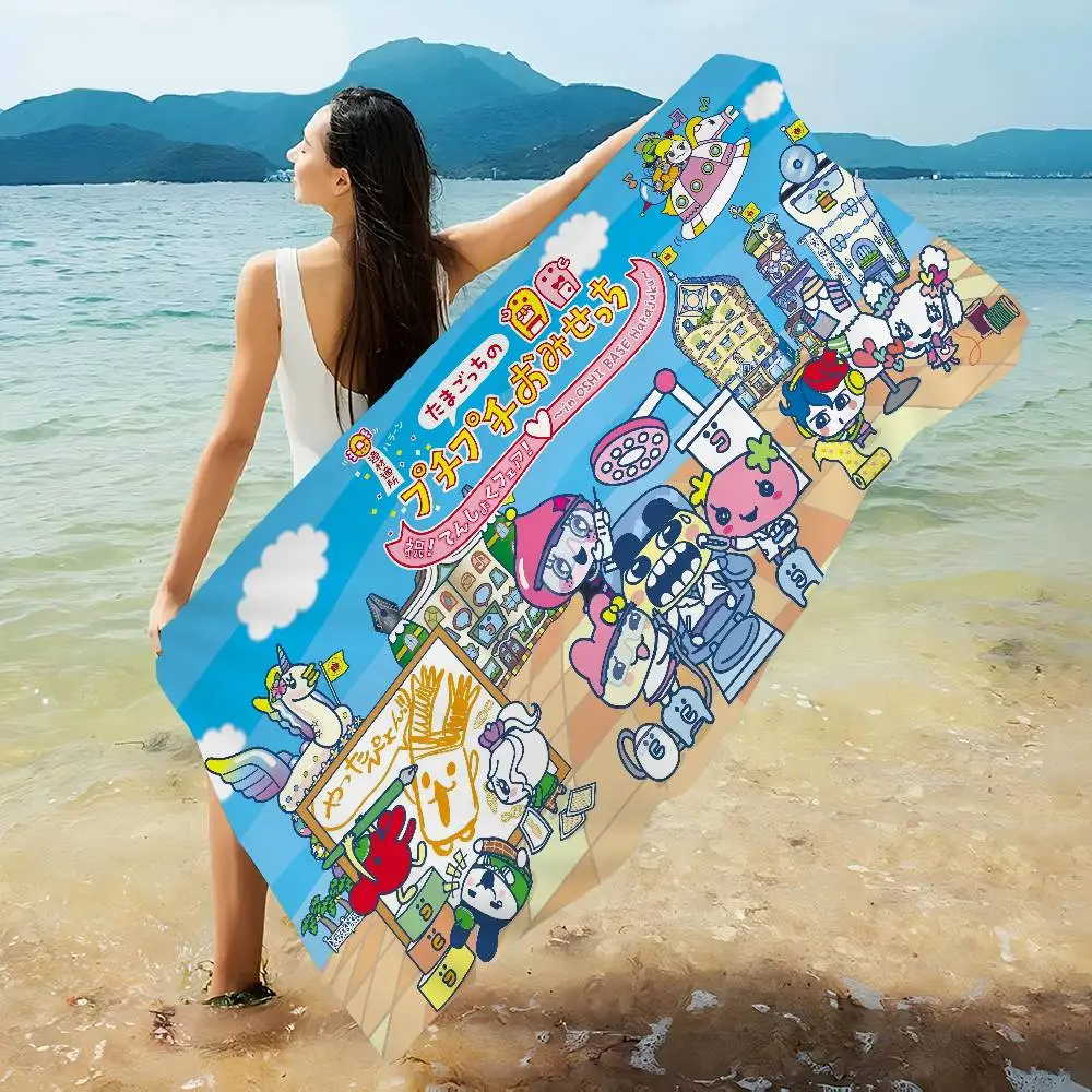 Classic Virtual Pet T-Tamagotchi Beach Towel Colorful Bath Towels for Girl Quick Dry Custom Sand Free Beach Yoga Spa Gym Pool