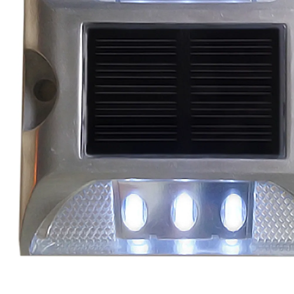 Solar Road Stud LED White Polycarbonate IP68 Waterproof Solar Powered Automatically Charging Night Safety Pathway Dock Garden