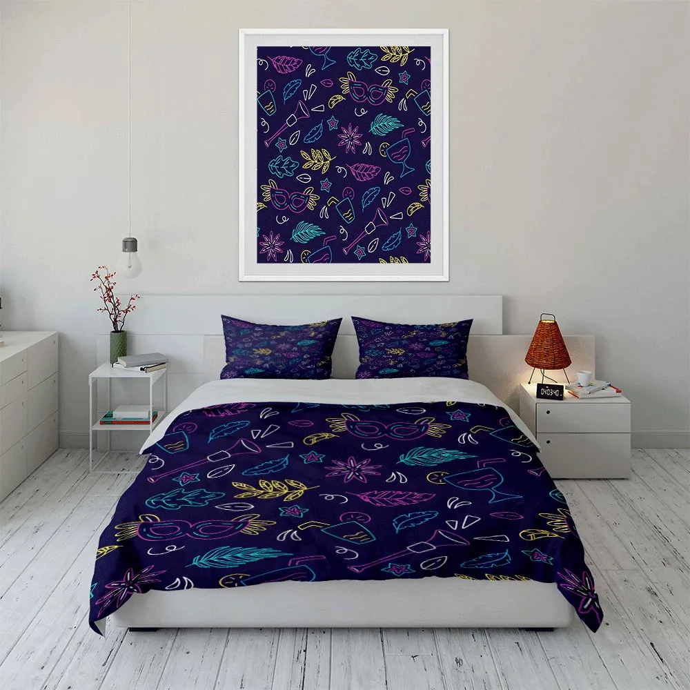 Colorful Tropical Party Essentials Exquisite three-piece bedding set gift for kids and adults