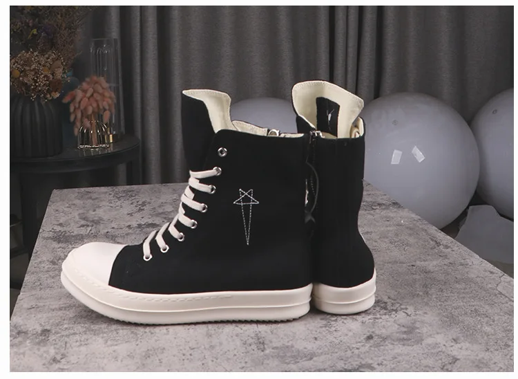 High Street Brand R0 Canvas Pentagram Embroidery Shoes  Sneaker Women\'s Lace-up Boots