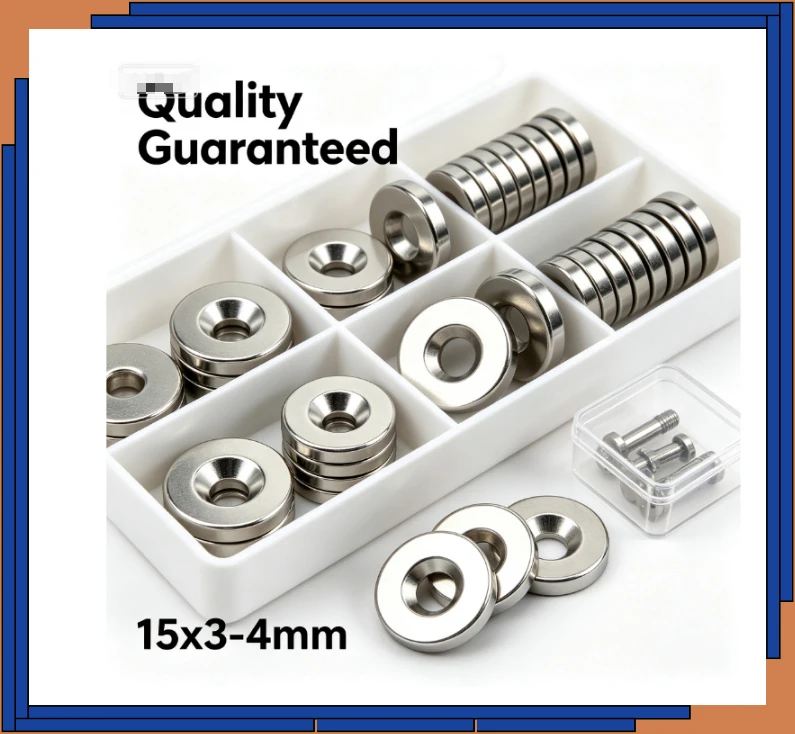 15x3-4mm Powerful NdFeB Round Countersunk Magnet Super Strong Neodymium Magnet For DIY Handmade Home Decor Crafts