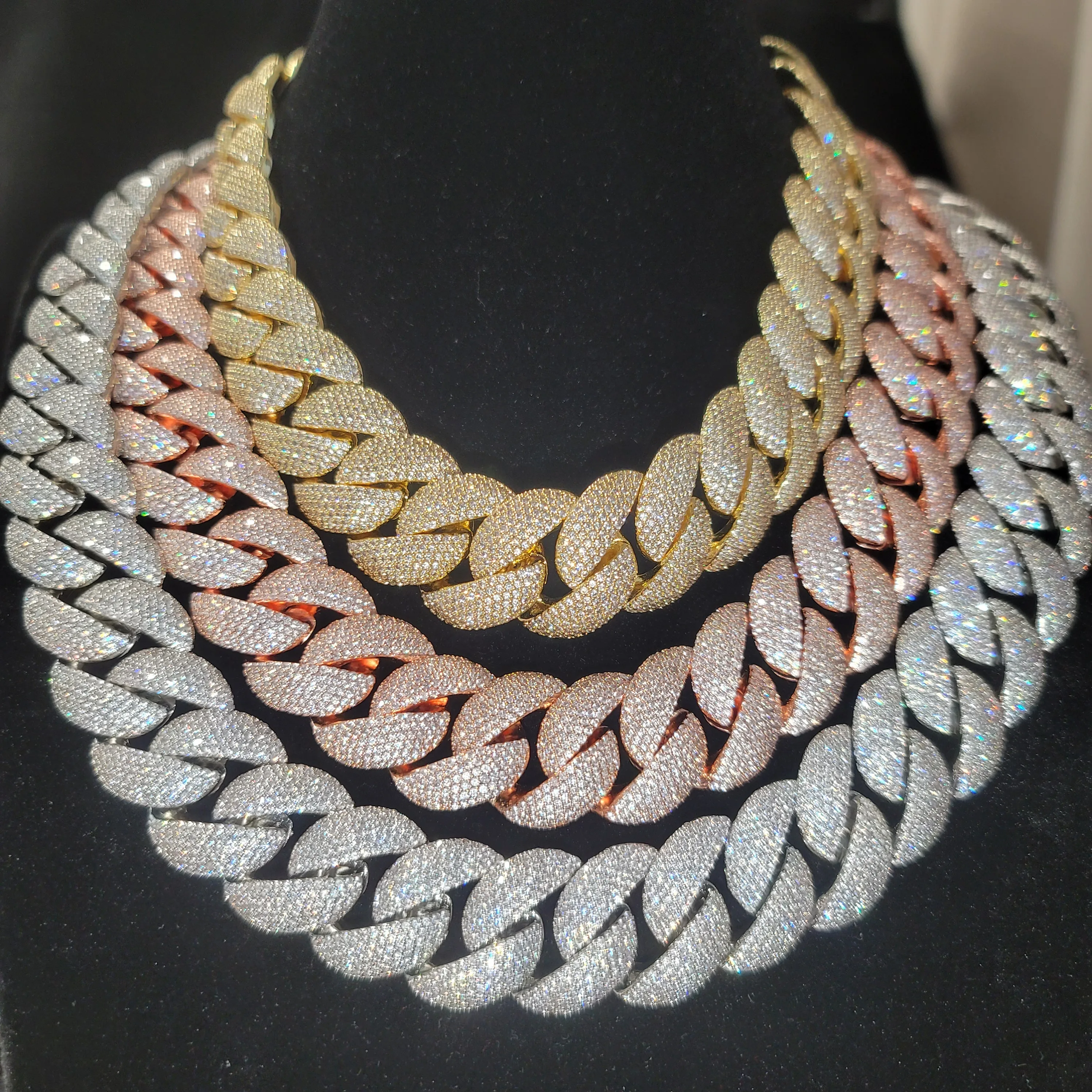 Fashion 24MM Miami Cuban Link Chain Icy 6 Rows Bubbles Cubic Zircon Hip Hop Necklace Thick Men's Bracelet Jewelry Gift For Him