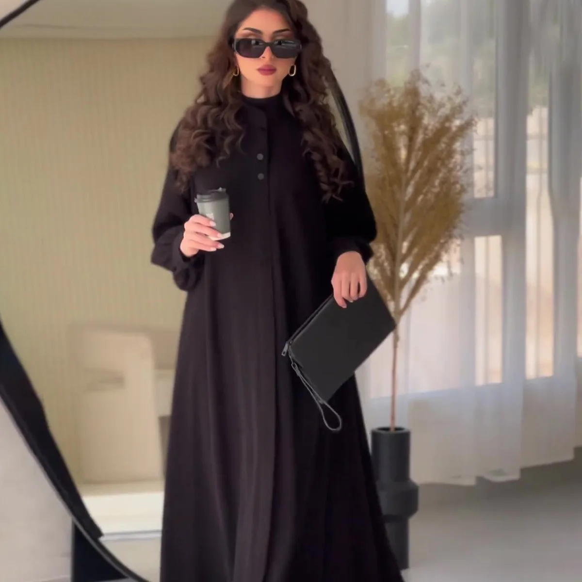 Modest Dress for Women Long Robe Ramadan Eid Morocco Jalabiya Buttons Dresses Dubai Abayas Kaftan Islam Arab Muslim Vestidos