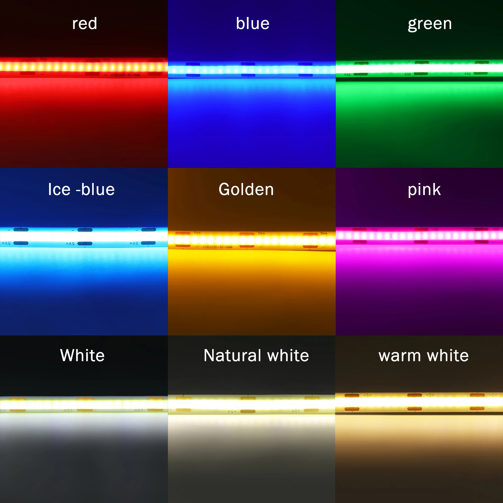 USB COB LED Lights Dimmable With Touch Sensor RA90 5V Flex Adhesive Tape 320LEDs/M White/Blue/Red/Green for TV Mirror Backlight