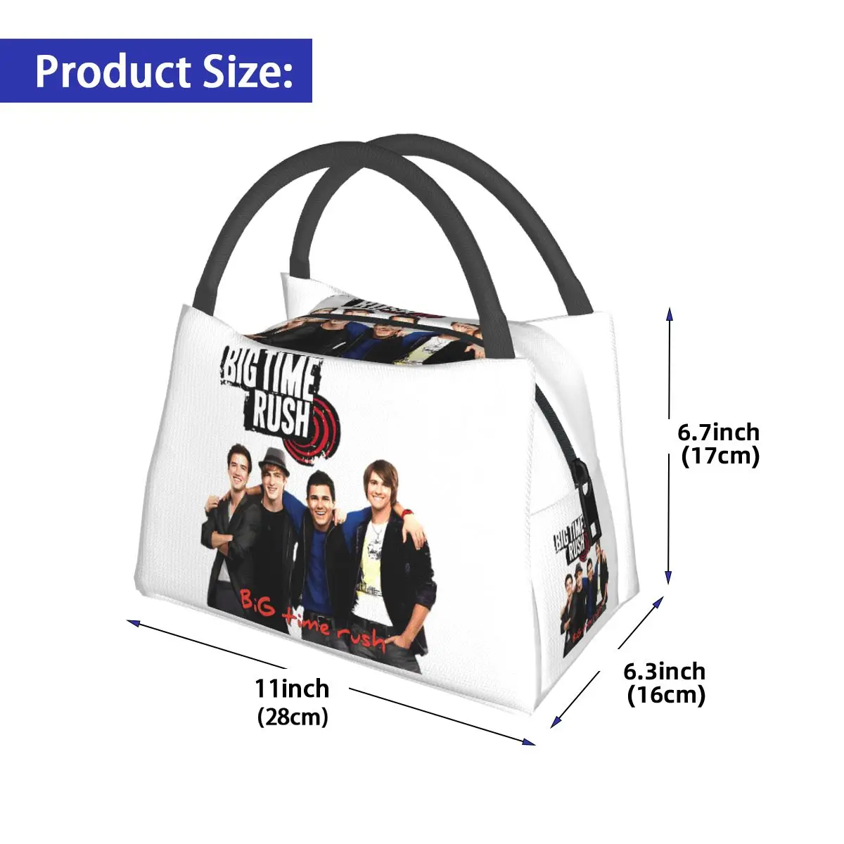 Big Time Rush Music Band Tour Logo Insulated Lunch Bag Storage Food Boxes Portable Container Cooler Thermal Lunch Box Tote