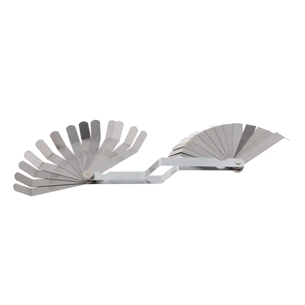 Offset Bent Feeler Gauge Stainless Steel 26 Blade Professional Measuring Tool for Spark Plug and Tappet Clearance