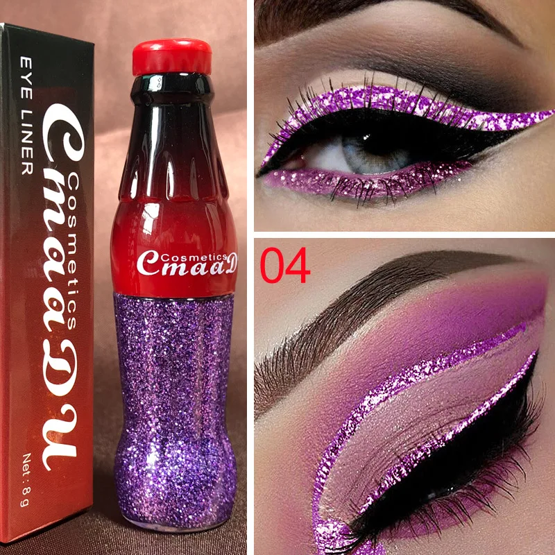 Delineador com glitter líquido para mulheres, delineador brilhante, maquiagem profissional, prata, rosa, ouro, pigmentos cosméticos, novo