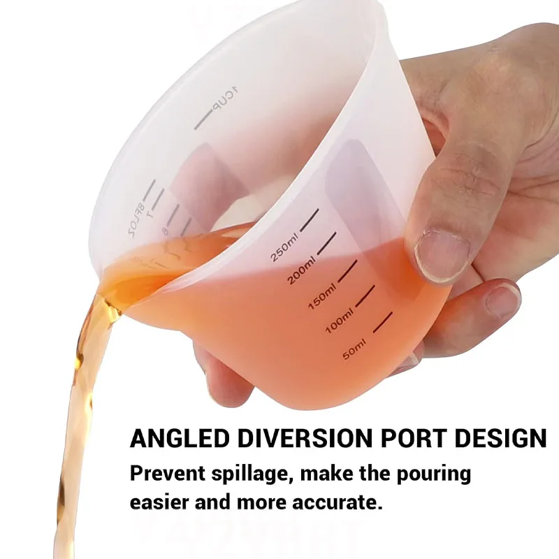 Silicone Measuring Cup with Scale Transparent Measuring Cup Heat Resistant Soft Measuring Cup Baking Tool Jewelry Making Tools