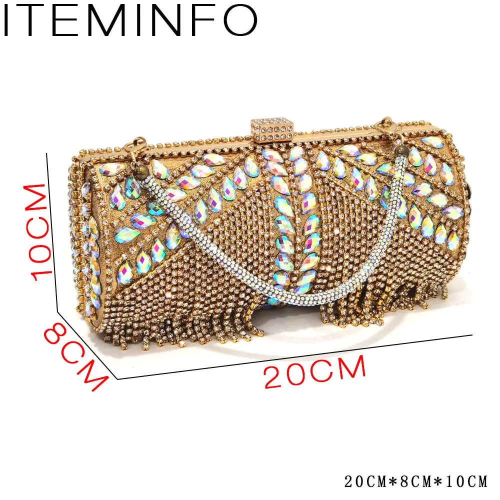 Elegant and Exquisite Evening Bags Women's Crossbody Bags Temperament Cylindrical Rhinestone Tassel Style Wedding Party