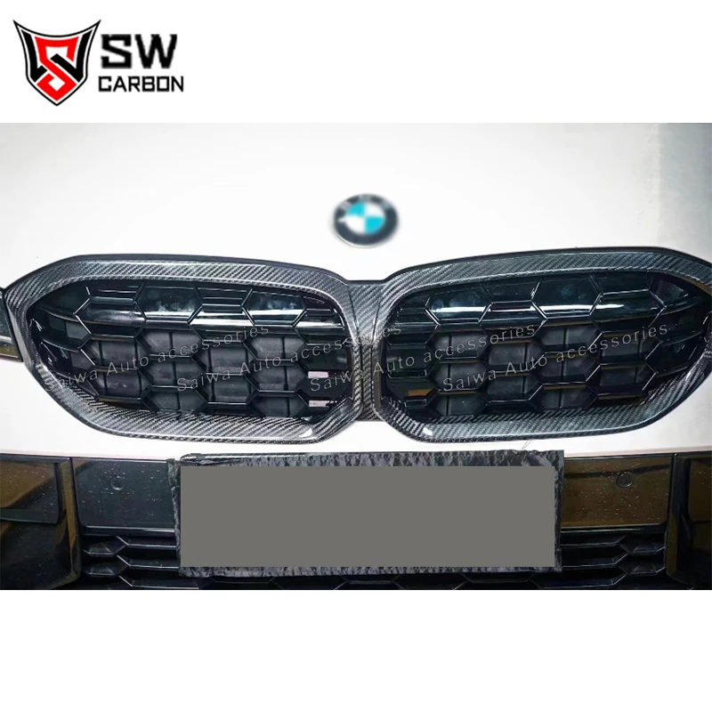 

G20 LCI Diamond Style Carbon Fiber Front Bumper Grille for BMW 3 Series G20 G21 318i 320i 330i LCI Front Kidney Grile Cover