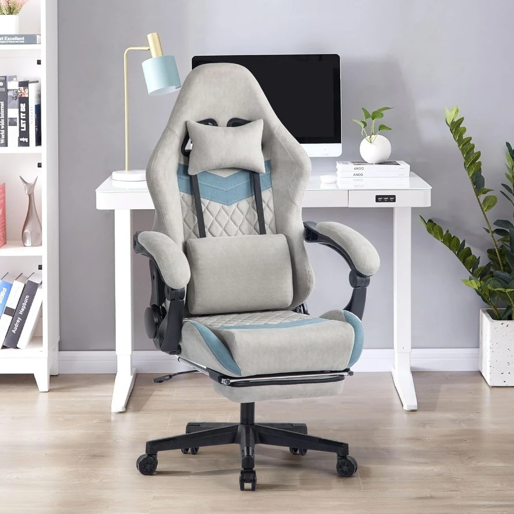 

Gaming Chair for Adults 500 lbs, Ergonomic Computer Chair with Adjustable Lumbar Support, Headrest, Footrest, Big and Tall Gamin