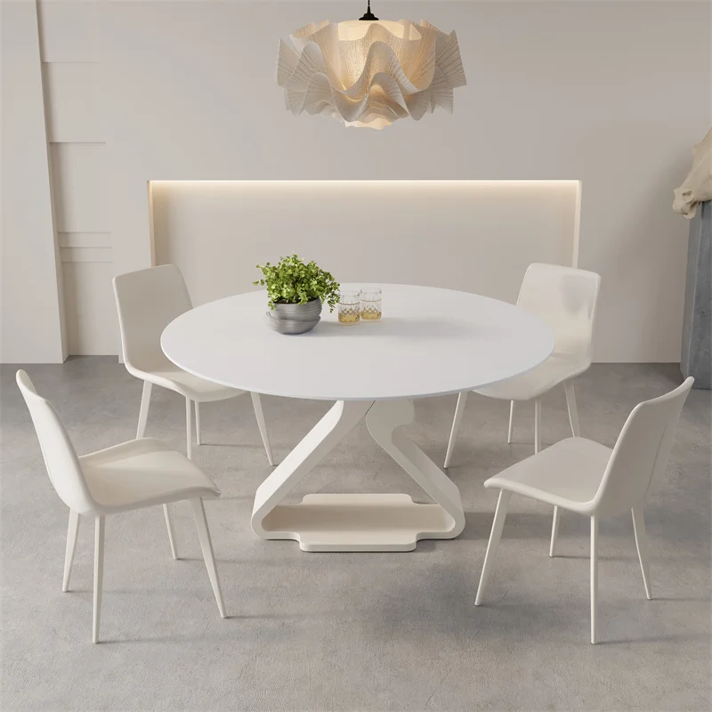 tables Small household modern light luxury round dining table and chair combination, a complete set of new dining tables