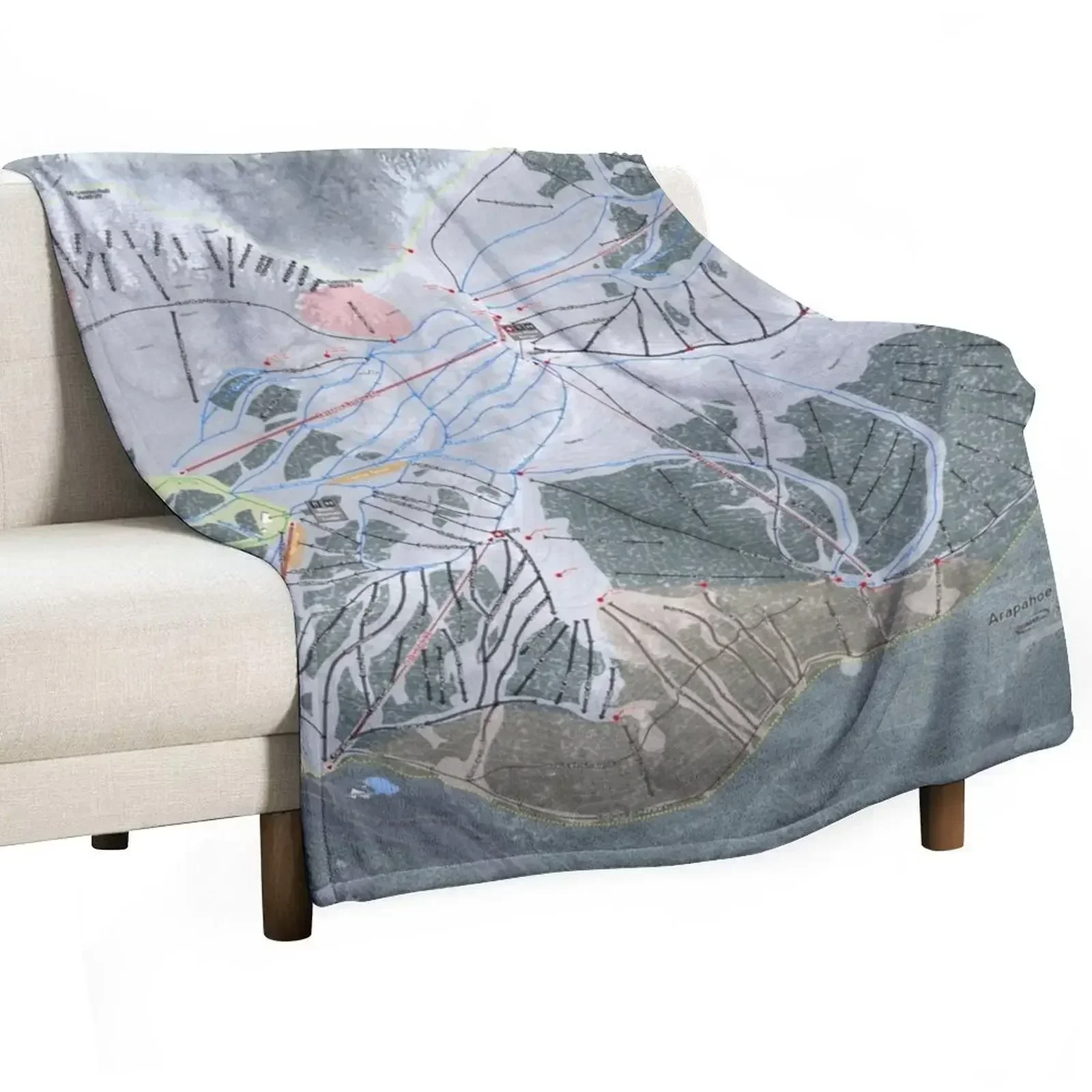 Arapahoe Basin Resort Trail Map Throw Blanket Loose Travel for sofa Shaggy Cute Plaid Plaid Blankets