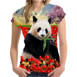 Summer Fashion Cute Panda 3D Print T-shirts Women Streetwear Casual Harajuku Y2k Short Sleeve T Shirt O-neck Tees Tops Clothing