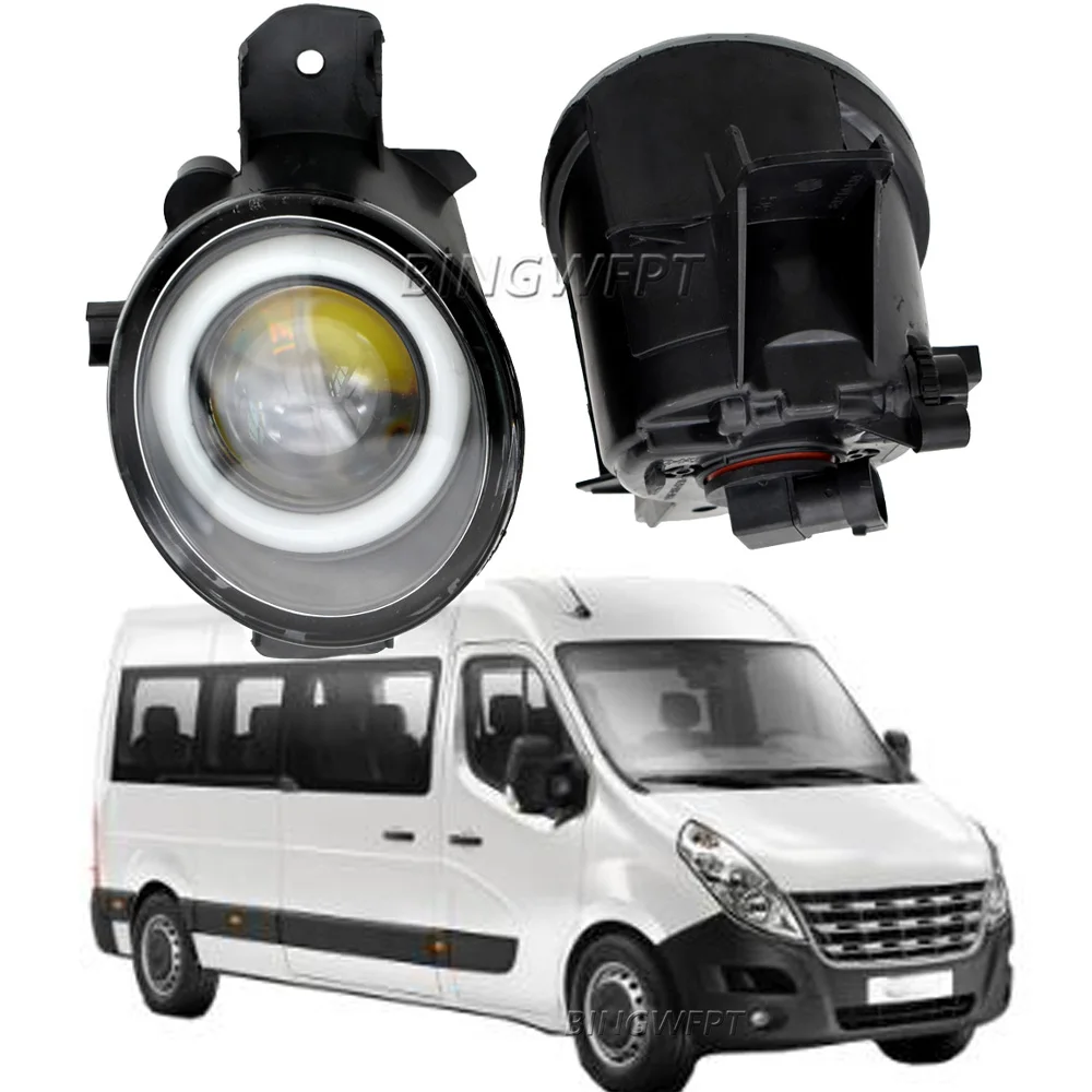 Car Fog Light Assembly Halo Ring Lampshade + 20W Bulb Angel Eye DRL Daytime Running Lamp For Renault Master 3 / III 2010-2015