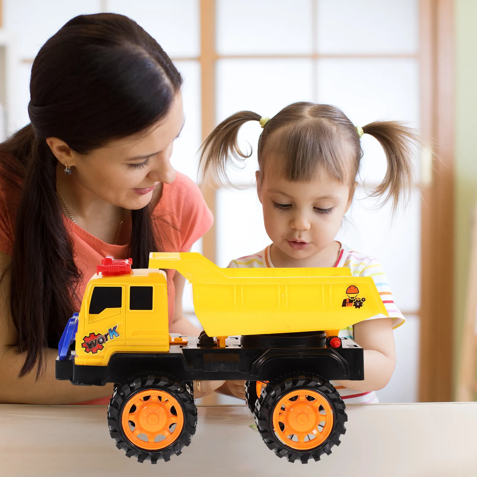 

1Pcs Tilting Cart Construction Vehicle Large Size Durable Plastic Engineering Truck for Kids Creative Social Play