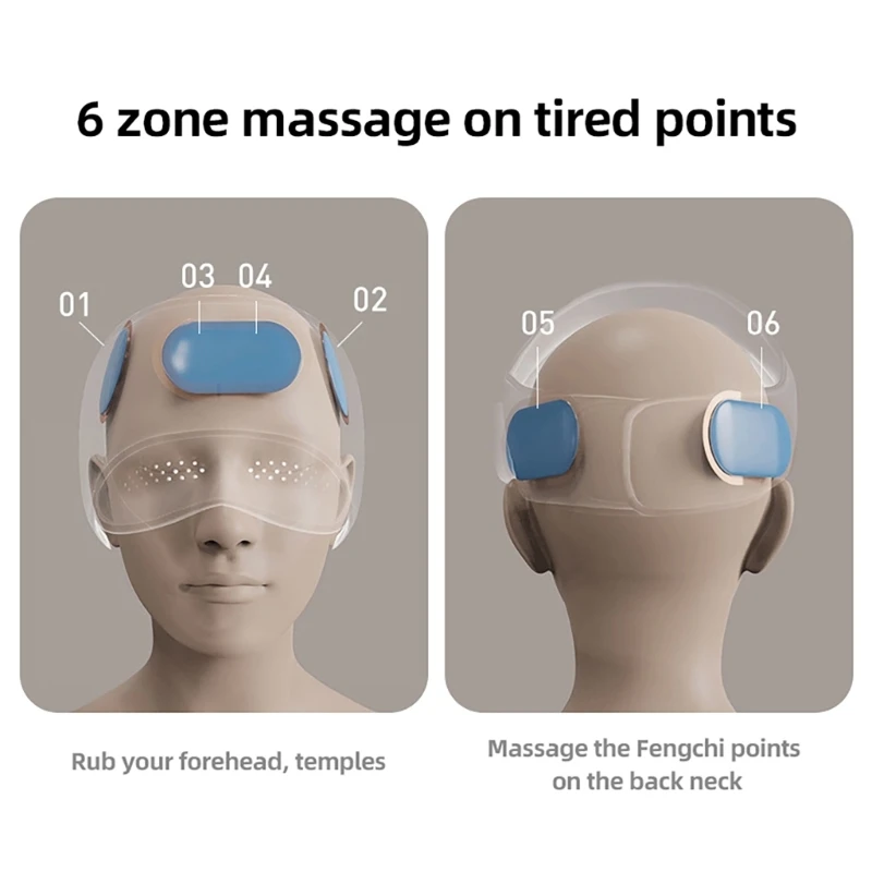 Elektrisch hoofdmassageapparaat met 4 massagemodus-ontlastkappen Massageapparaat Elektrische oogmassageapparaat voor volwassenen