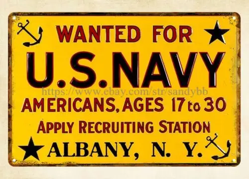 plaque reproductions U.S. Navy Recruiting Station metal tin sign