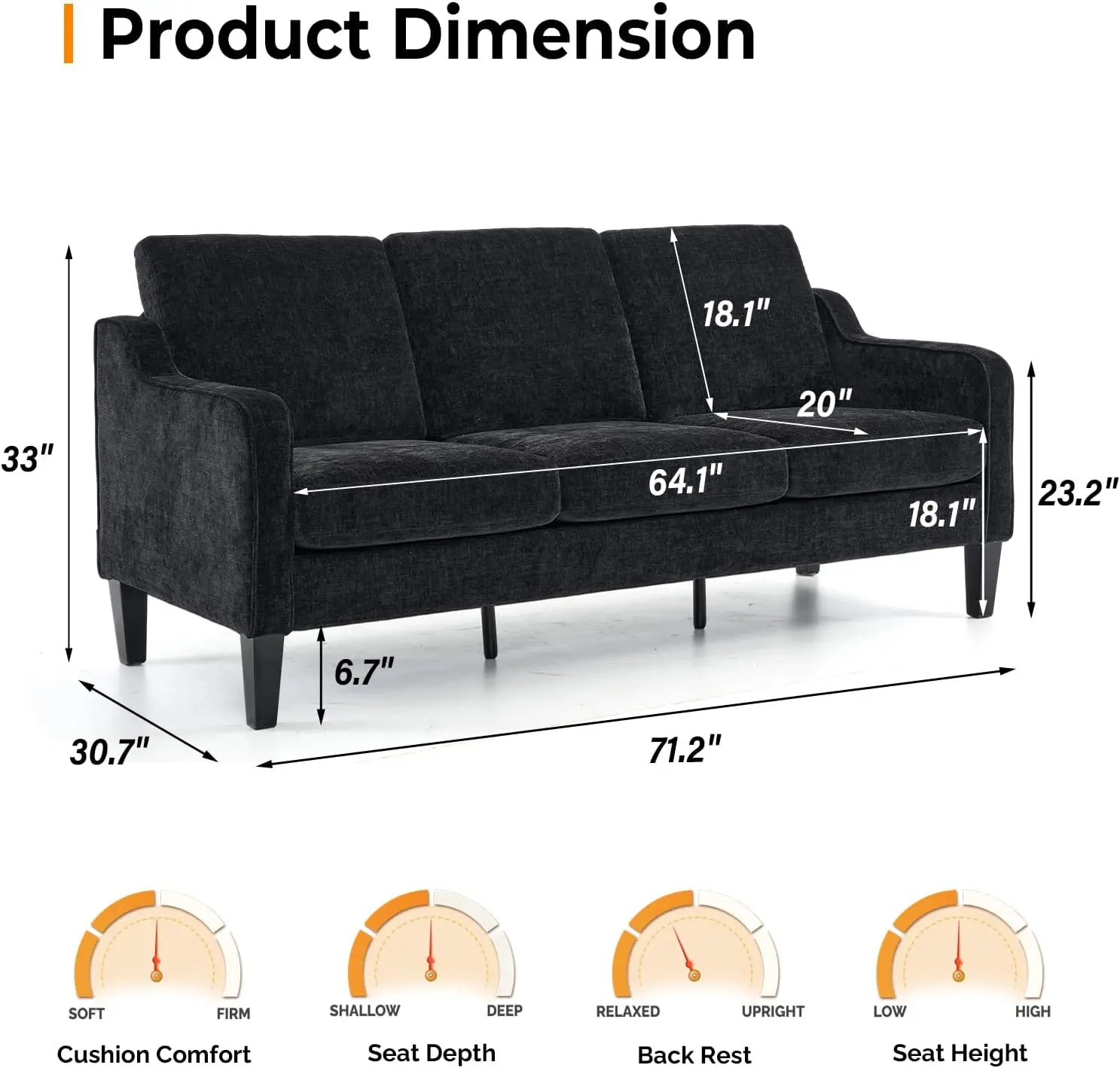 Loveseat Sofa Set for Living Room, Mid-Century Modern Couch and Love Seat Set,53