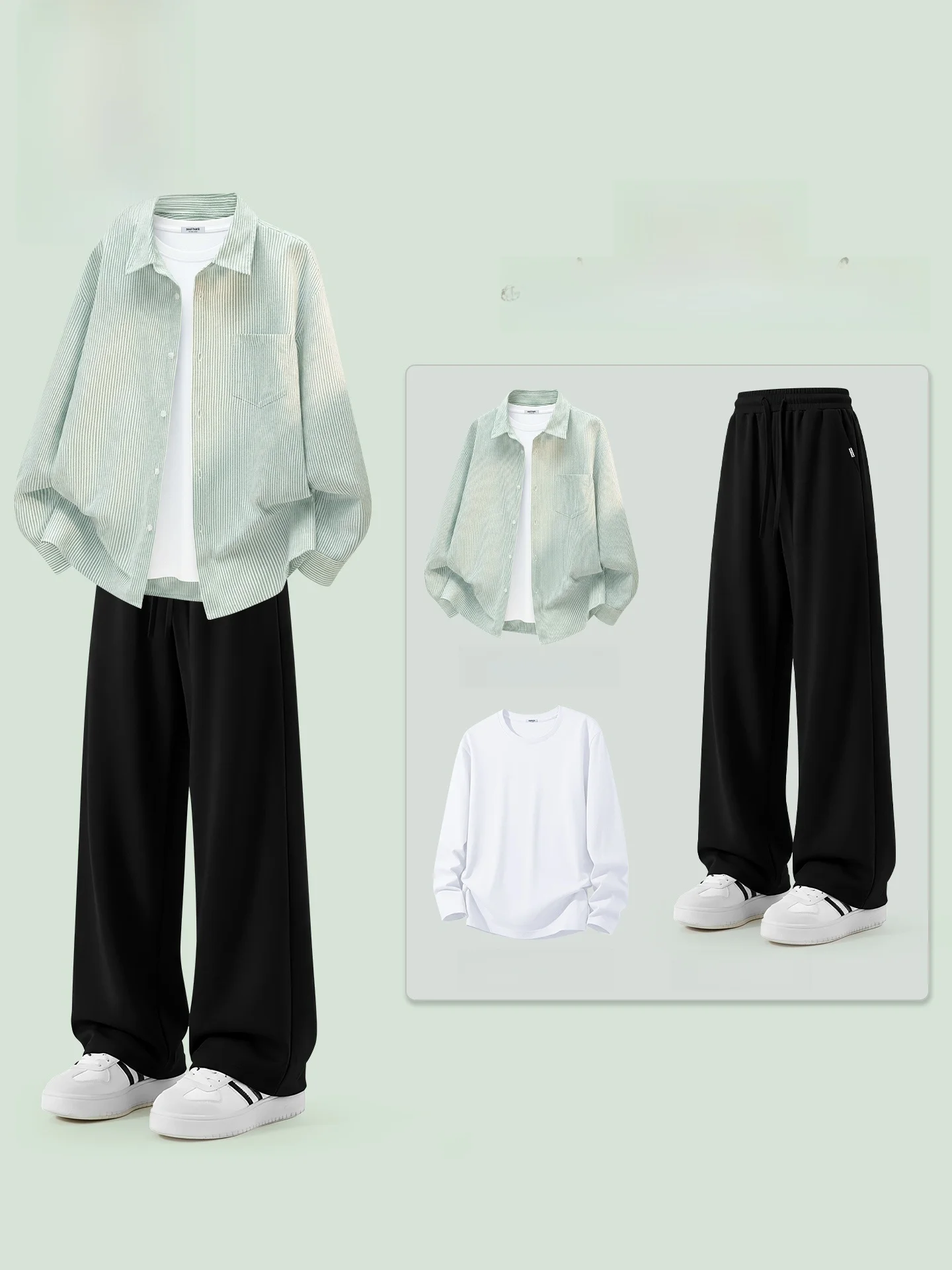 

Large Mouth Monkey Japanese Sle Striped irt Men's Clothing Set Spring Trend Brand Clete irt X Set