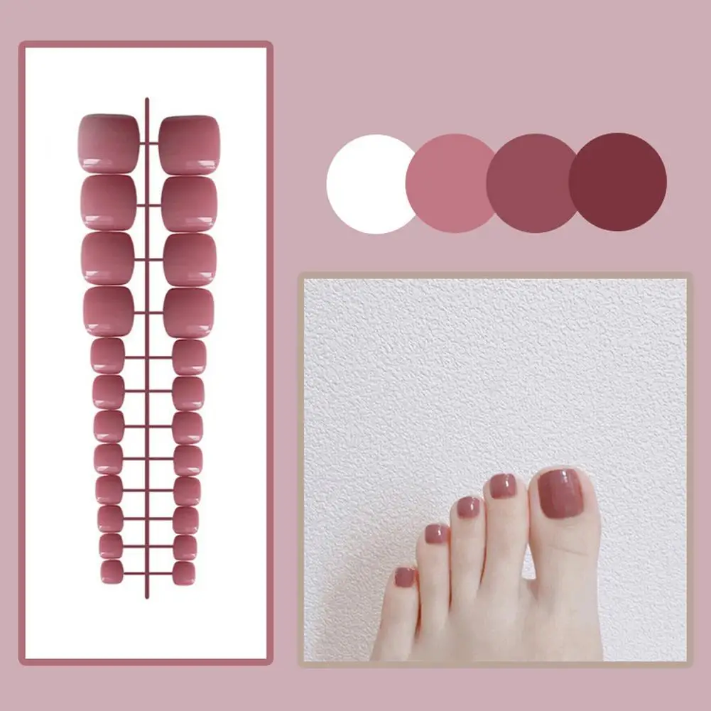 Uñas de los pies acrílicas brillantes, uñas postizas extraíbles, punta completa, pegamento corto Artificial sin uñas de los pies, cubierta falsa, N9Y1