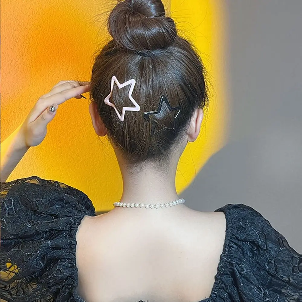 น่ารัก Pentagonal Star Star BB คลิปผมโลหะผสมโลหะด้านข้าง Barrettes Geometric Hollow Y2k Hairpin Streetwear