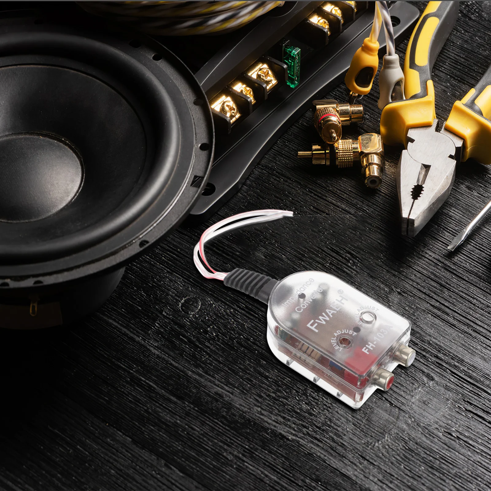 

Car Audio Converter Control Cable with Knob Rca Plastic High to Low Line Output