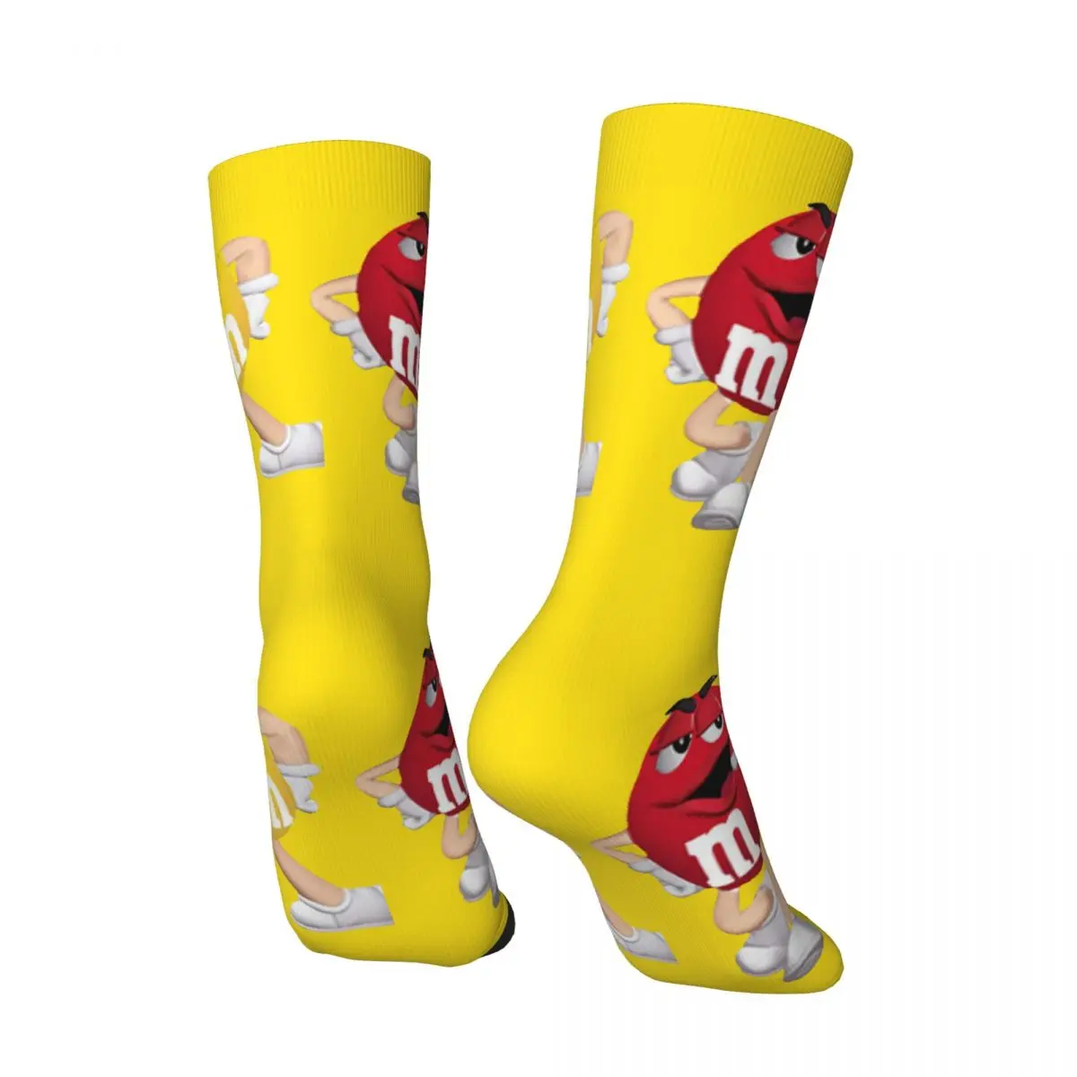 Hip Hop Vintage Red And Yellow Crazy Men's compression Socks Unisex M Chocolate Harajuku Pattern Printed Funny Novelty Happy