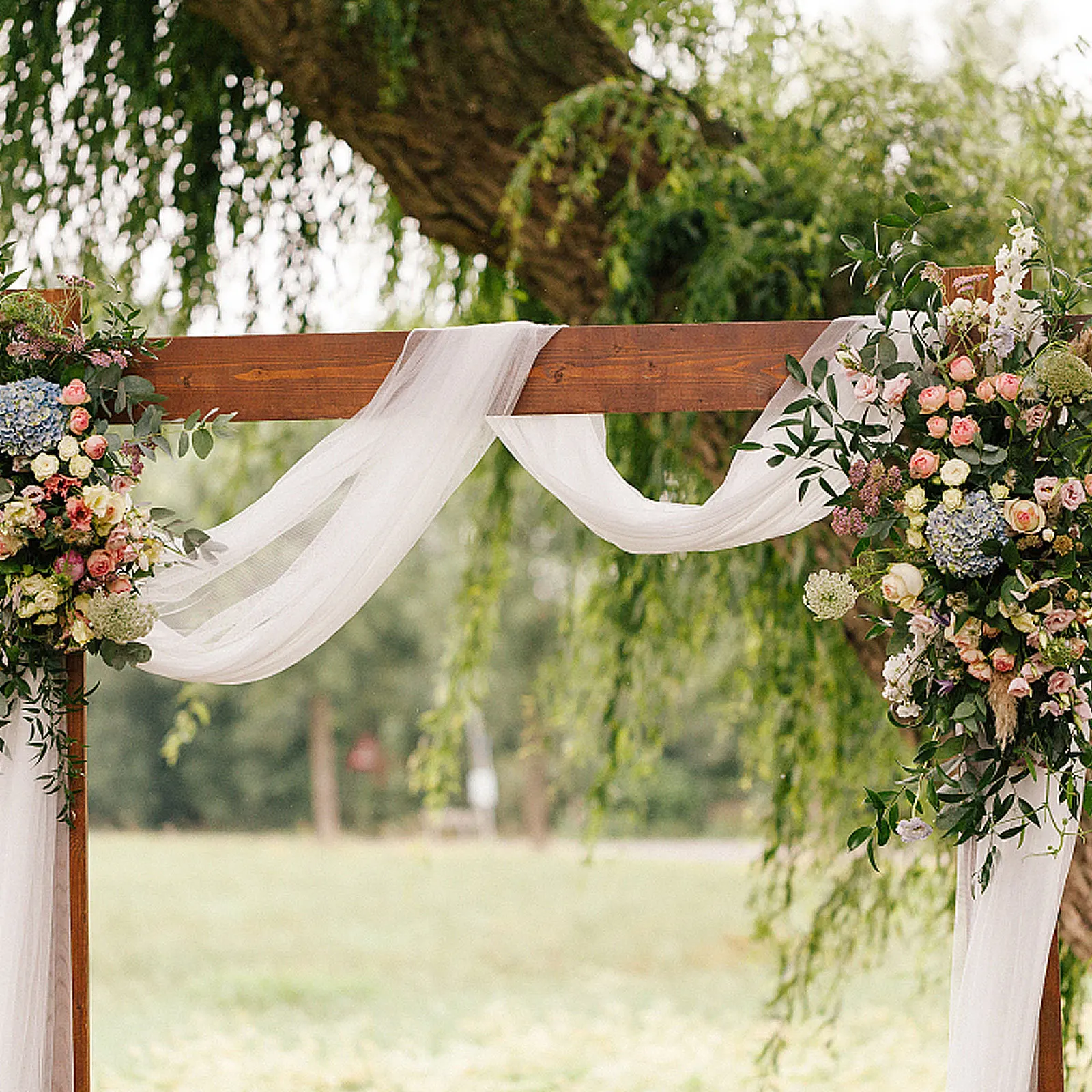 

1Set Wedding Party Decor Organza Arch Curtain Premium Fabric Drapery for Indoor Outdoor Gatherings Reusable Event Decoration