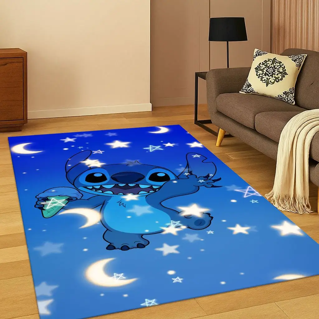 سجادة أطفال لطيفة على شكل رسوم كرتونية من Lilo & Stitch لغرفة اللعب وغرفة المعيشة وغرفة النوم، سجادة أرضية للعبة غير قابلة للانزلاق هدية