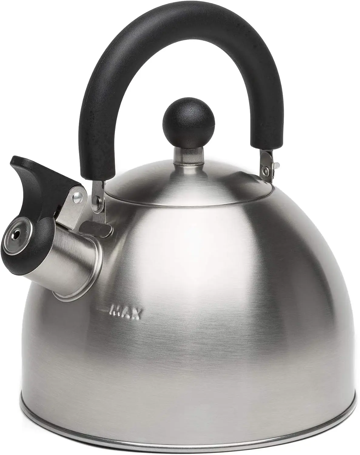 

Stainless Steel Whistling Tea Kettle 1.5-Quart, Cool Touch Handle, Fast Boiling, Space-Saving Folding Handle