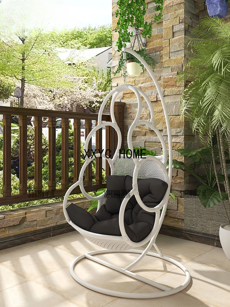 Nordic Outdoor Rattan Cradle Balcony Adult Glider Indoor Rocking Chair Rattan Chair Swing Bird\'s Nest Cradle Chair Home