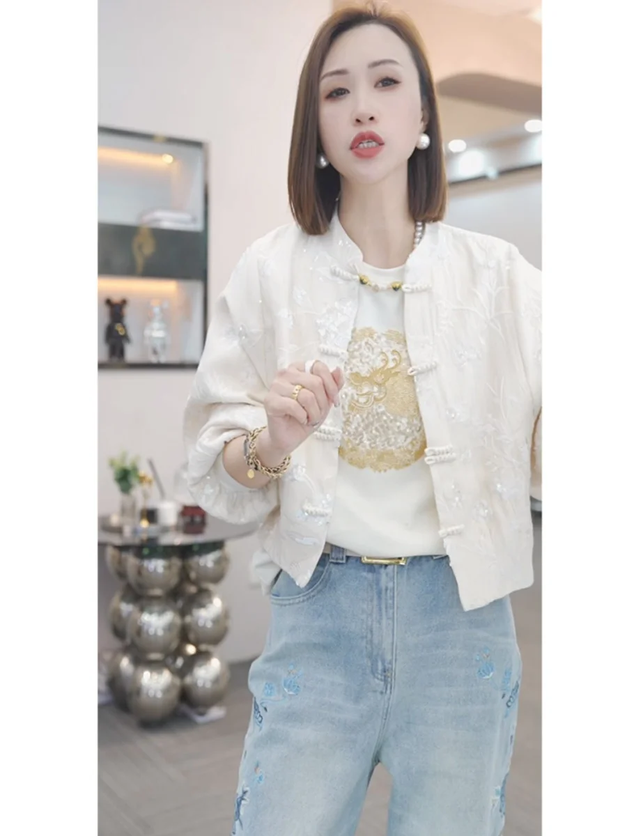 

Новая китайская женская весенняя куртка-пальто в стиле ретро с длинными рукавами, высококачественная, в стиле дзен, с элементами древнего ритма, новая модель