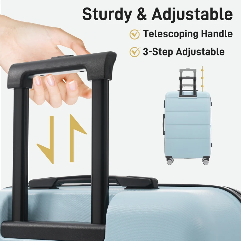 Sets 3 Piece Double Spinner Wheels Suitcase With Handle Password Lock Lightweight