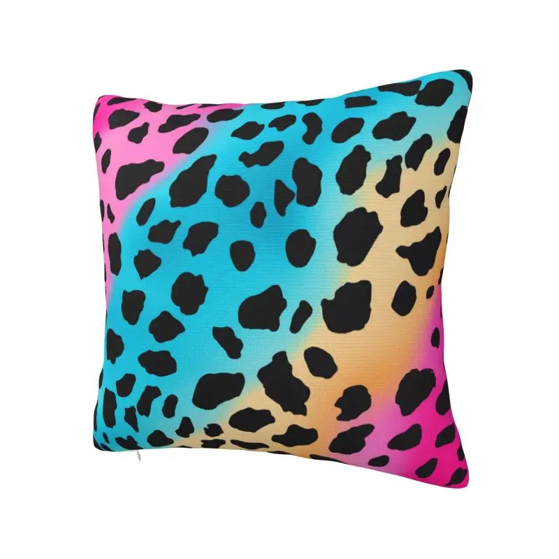 Colofrul Rainbow Leopard Throw Pillow Case 66*66cm Sofa Cushion Cover Soft Polyester Pillowcase Double-sided Printing